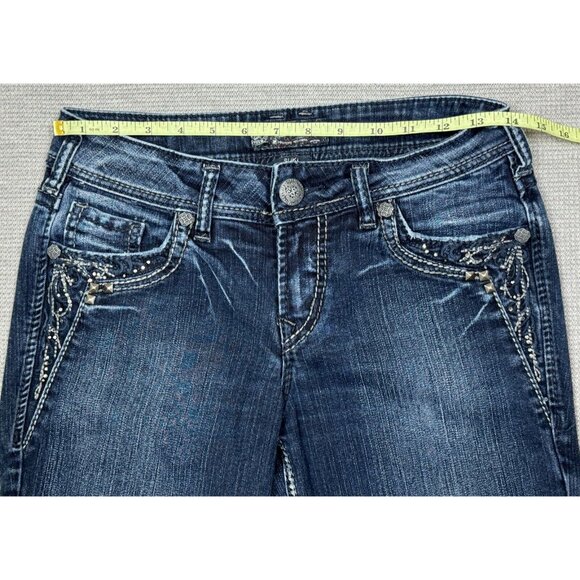 Silver Jeans Co Suki Low-Rise Bootcut Jeans W27/L33 Embroidered Studs Rhinestone - Picture 9 of 15